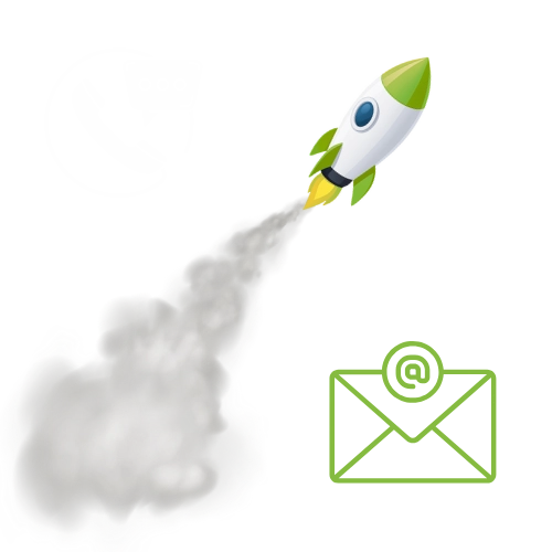 An illustration of a rocket symbolizing company growth and progress. A graphic of a rocket in flight with a smoke trail, used as a symbol of growth, advancement, and dynamic development in the About Us section.